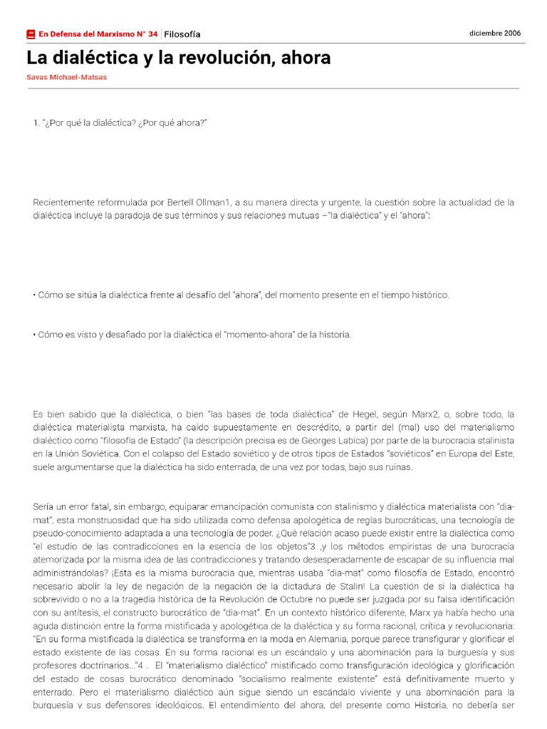 La Dialectica Y La Revolucion Ahora Pdf
