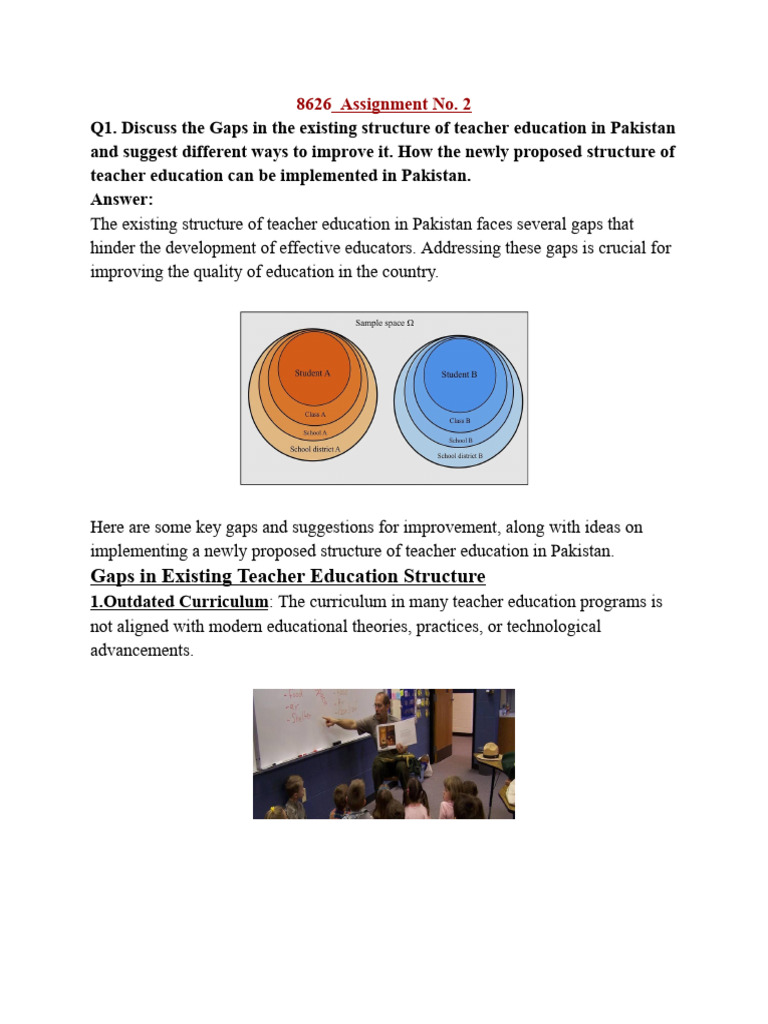 Gaps in Existing Teacher Education Structure: 8626 Assignment No. 2 | PDF