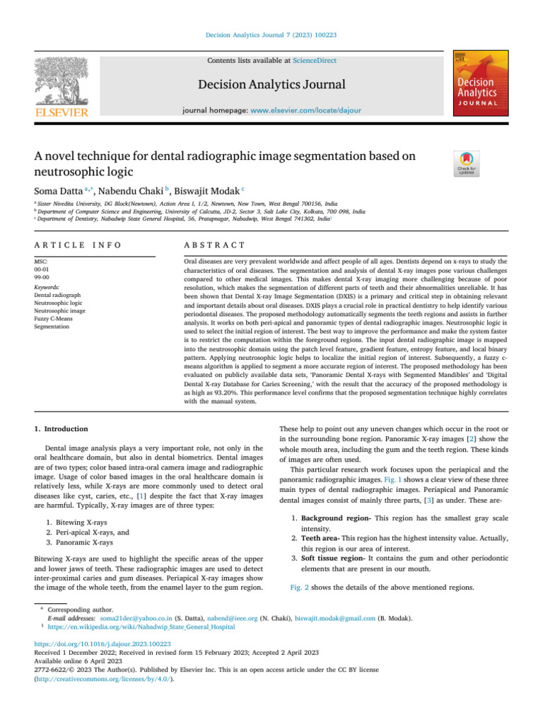 A Novel Technique For Dental Radiographic Image Segmentation Based On | PDF
