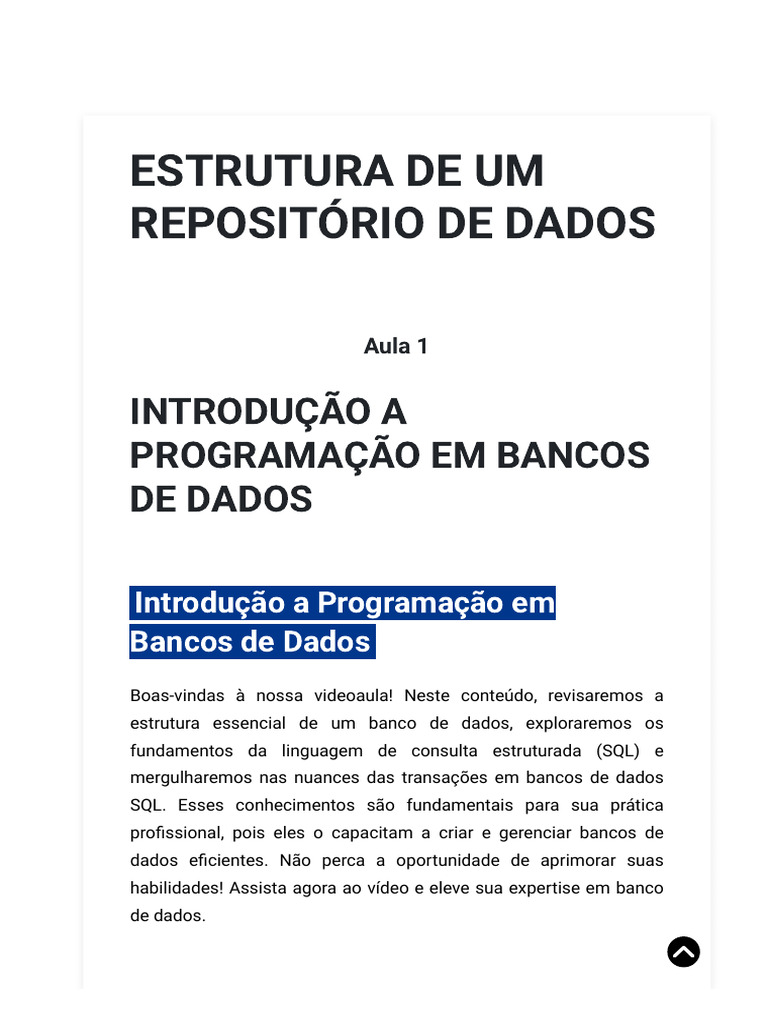 Estrutura De Um Repositório De Dados Pdf