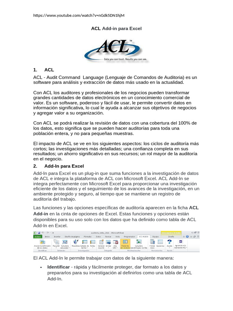Mini Ejemplo ACL Add in EXcel | PDF