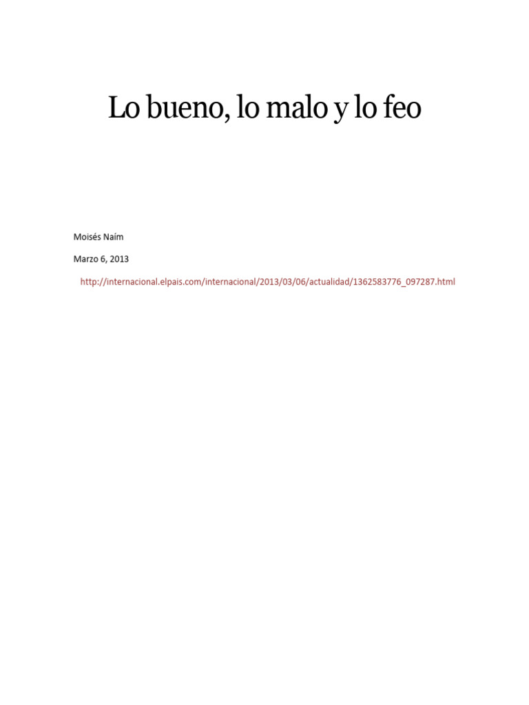 Lo Bueno Lo Malo y Lo Feo | PDF | Hugo Chavez | Democracia