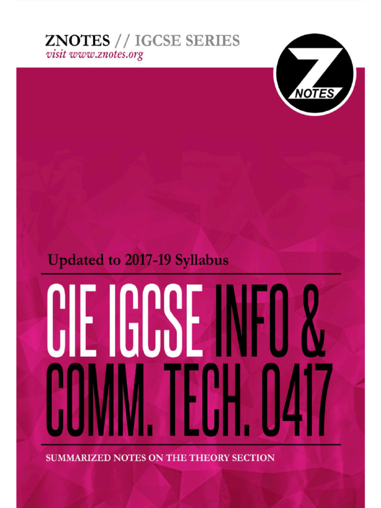 Cie Igcse Ict 0417 Theory v4 Znotes | PDF