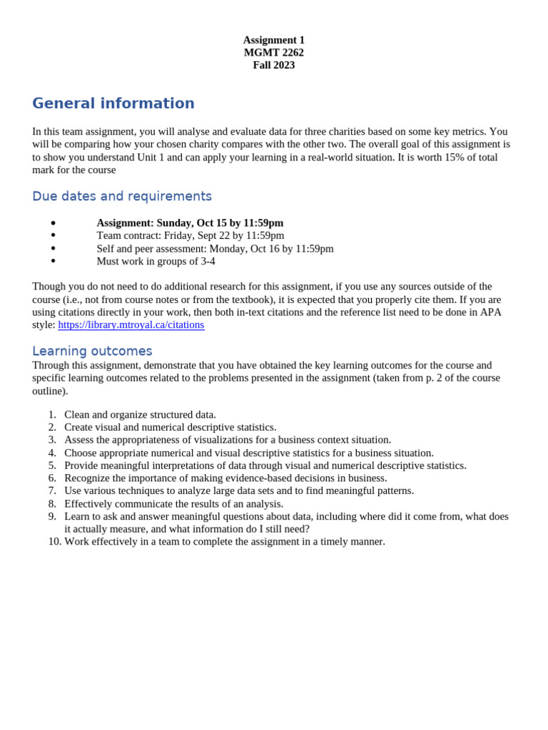 Assignment 1 Fall 2023 | PDF