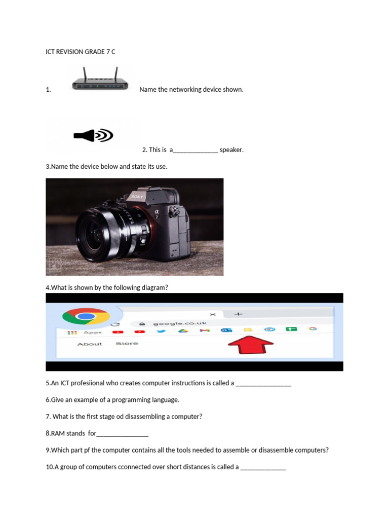 Ict Revision Grade 7 C | PDF