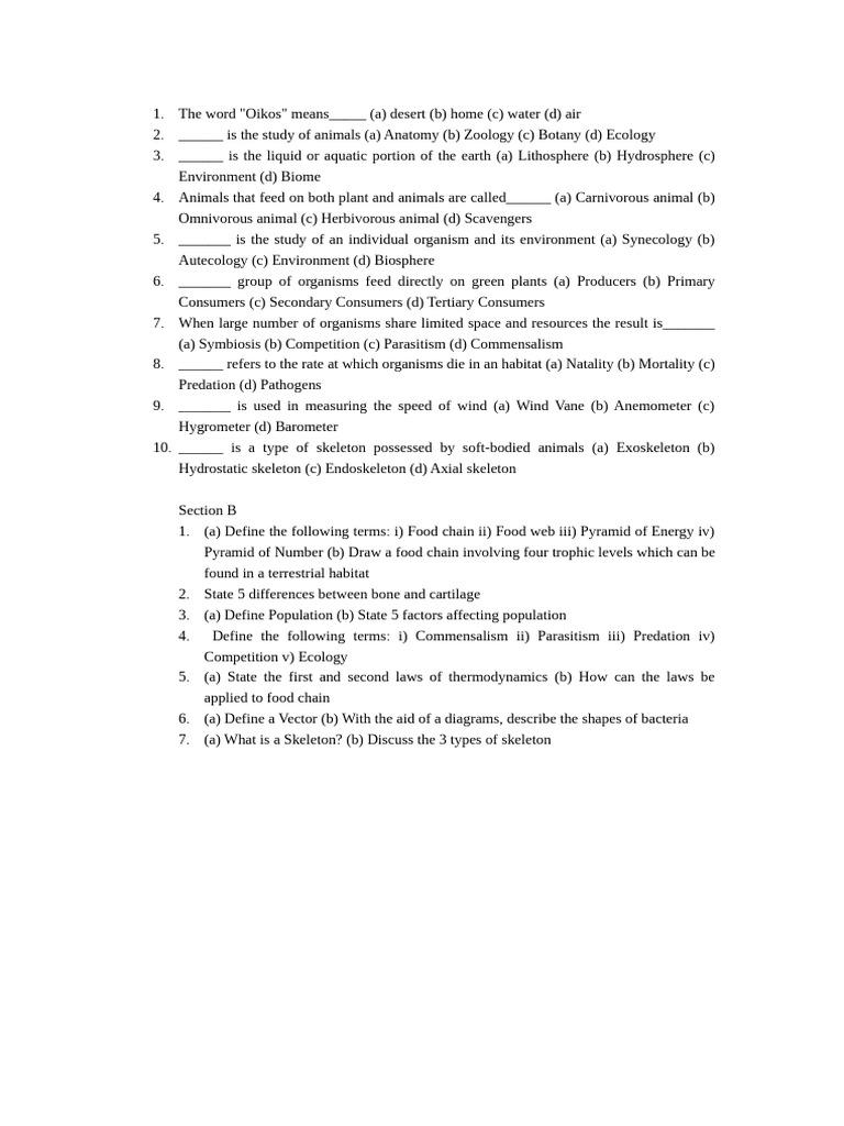 Biology SS1 THIRD Term | PDF