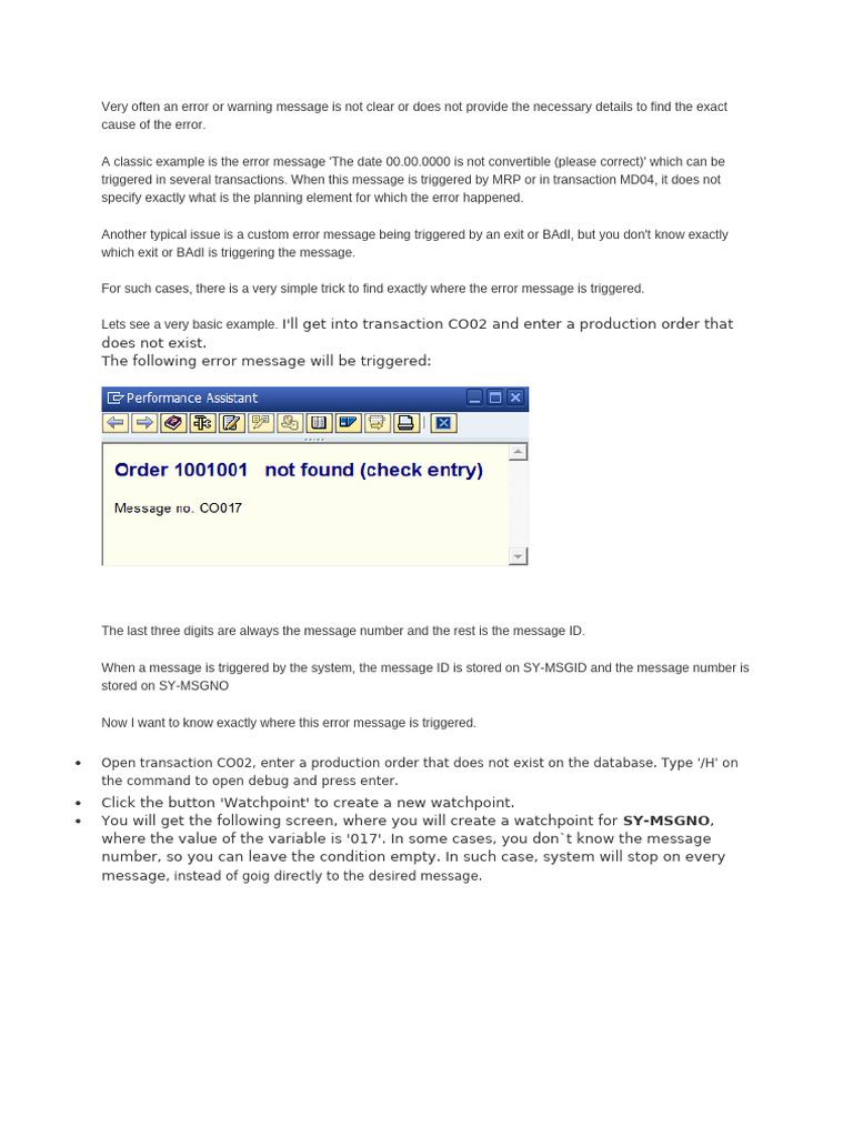 How To Analyze An Error Message in Debug | PDF