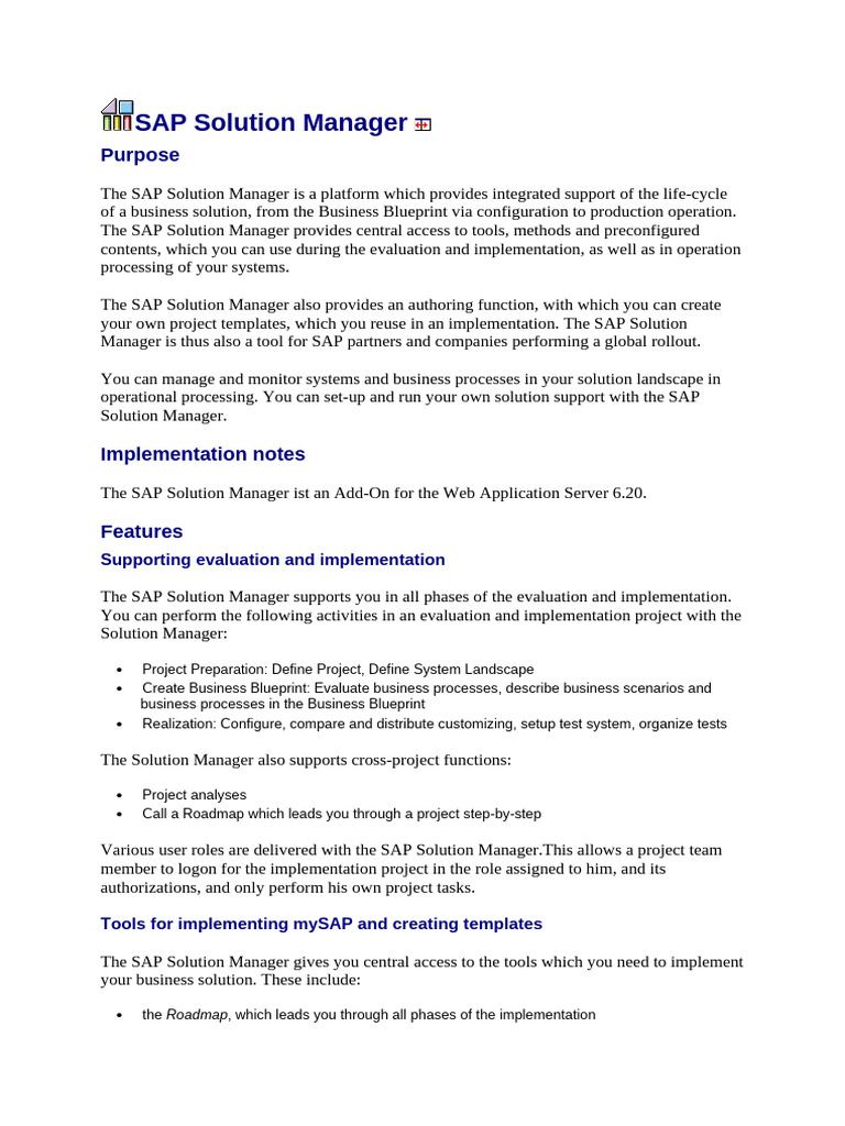 SAP Solution Manager | PDF