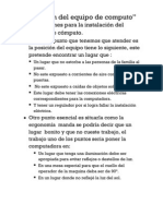 Indicaciones para La Instalación Del Equipo de Cómputo