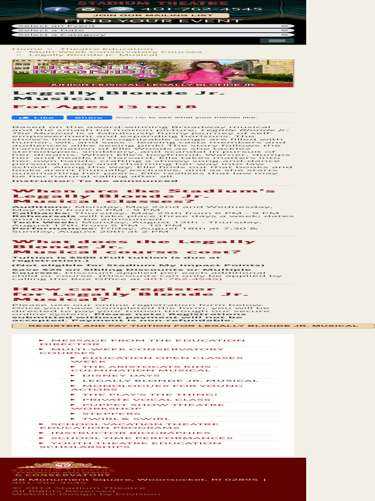 Stadium Theatre Official Site Legally Blonde Jr. Musical PDF