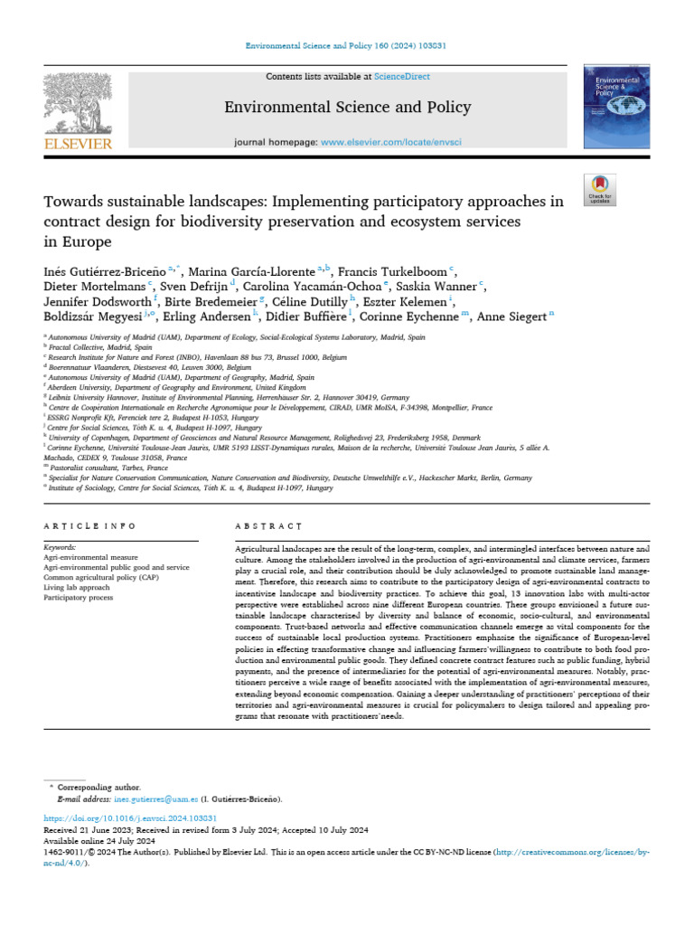 Towards Sustainable Landscapes Implementing Participatory Approaches | PDF