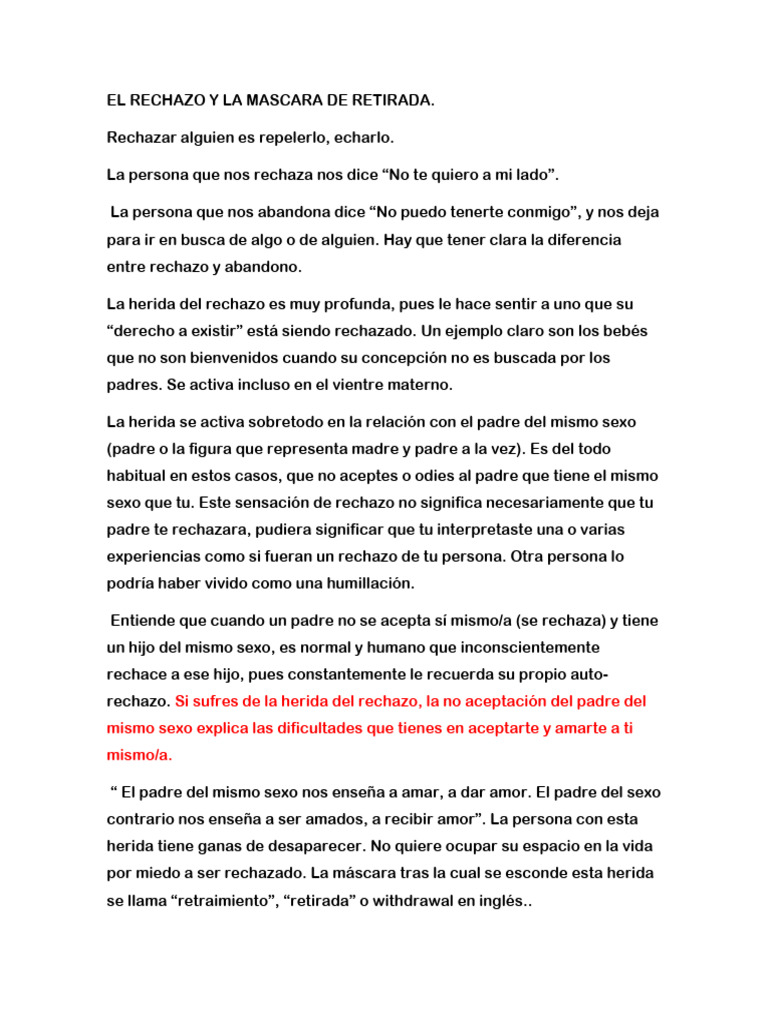 Explicacion de La Herida de Rechazo | PDF