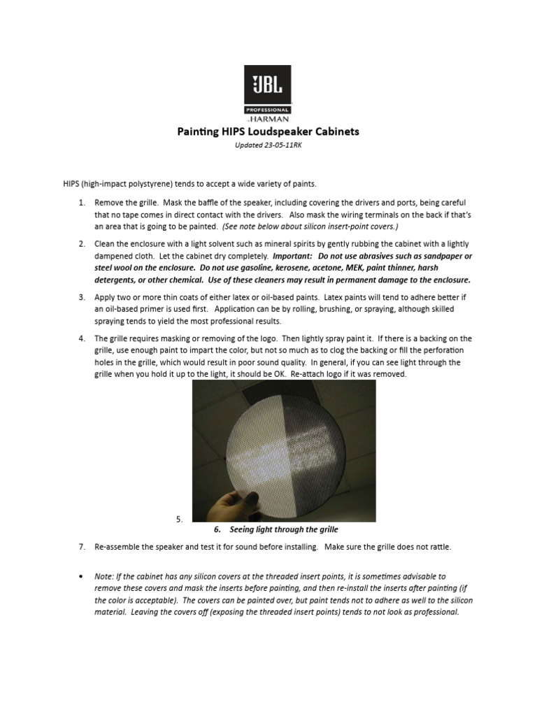 Painting HIPS Loudspeaker Cabinets | PDF