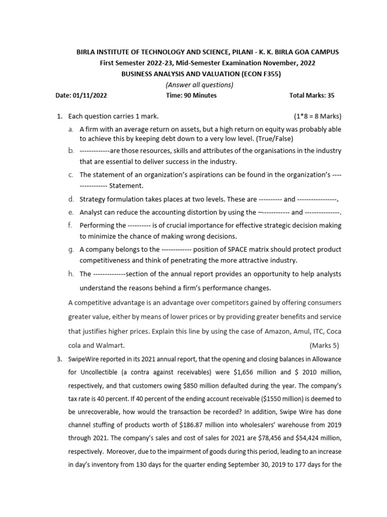 Econ F355 - Mids - Q | PDF