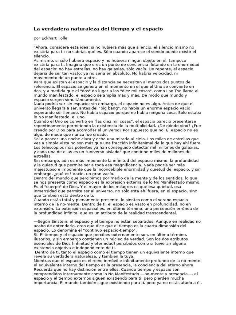La Verdadera Naturaleza Del Tiempo y El Espacio | PDF