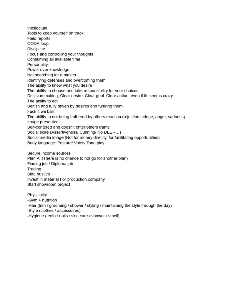 Self Improvement Plan | PDF