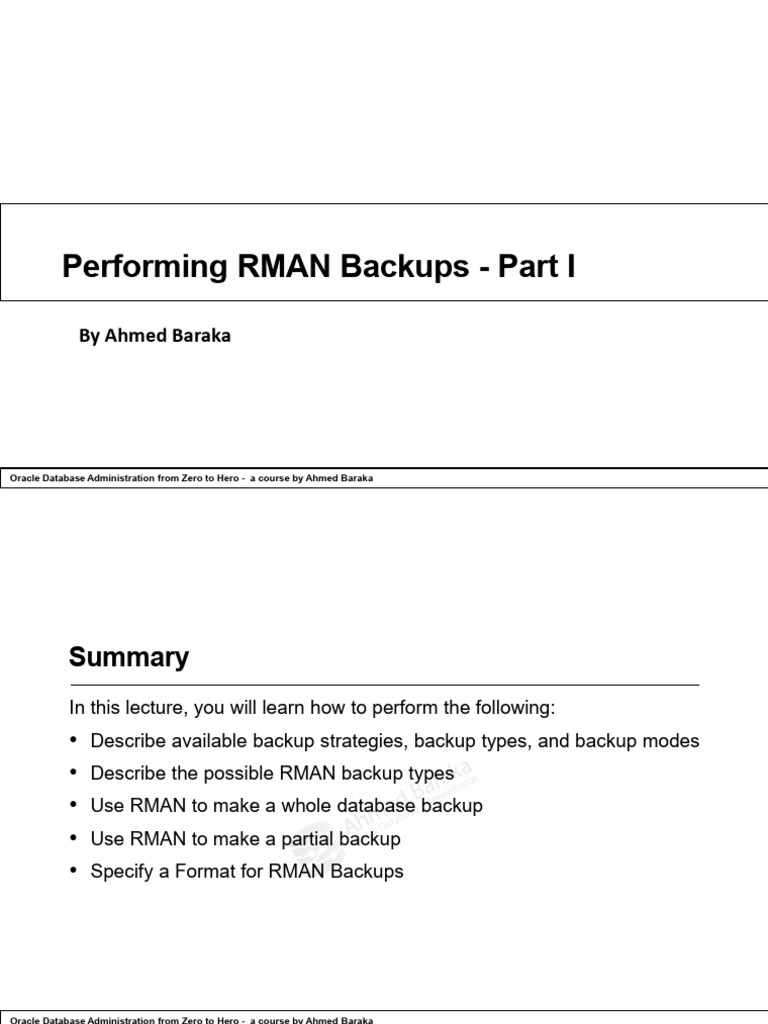 Performing RMAN Backups - Part I | PDF