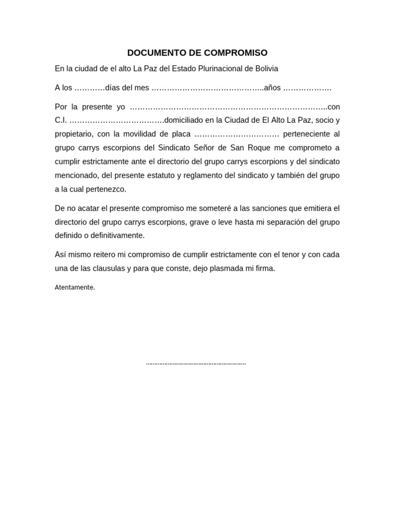 Documento de Compromiso | PDF