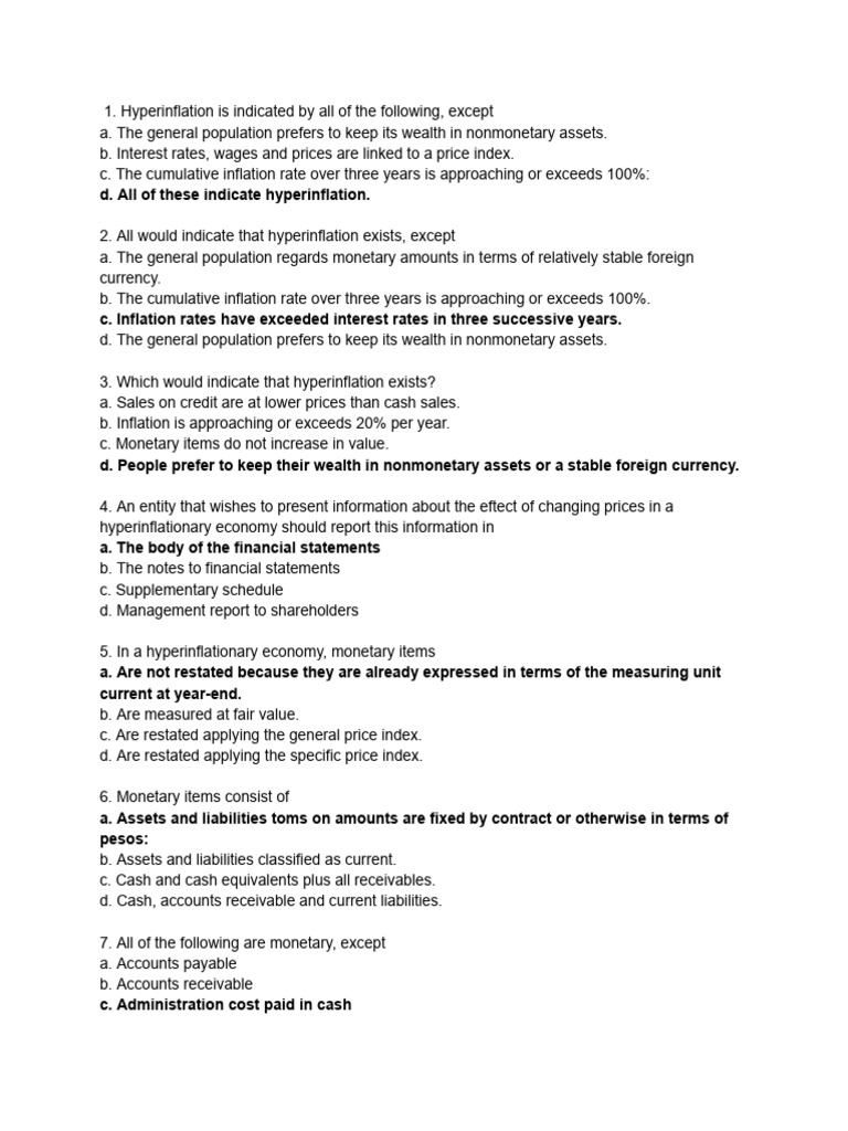 TOA - Hyperinflation - BOLD Answers | PDF | Historical Cost | Business