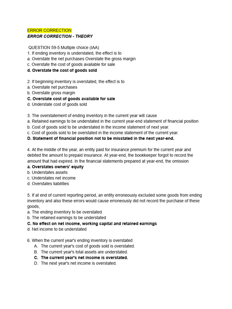 TOA - COMPILATION Error Correction, Accounting Changes and Prior Period ...