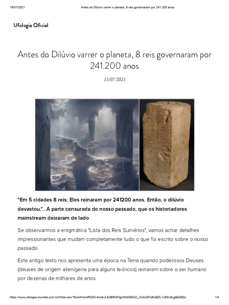 8 Reis e 241.200 Anos Antes do Dilúvio | PDF | Mito do Dilúvio ...
