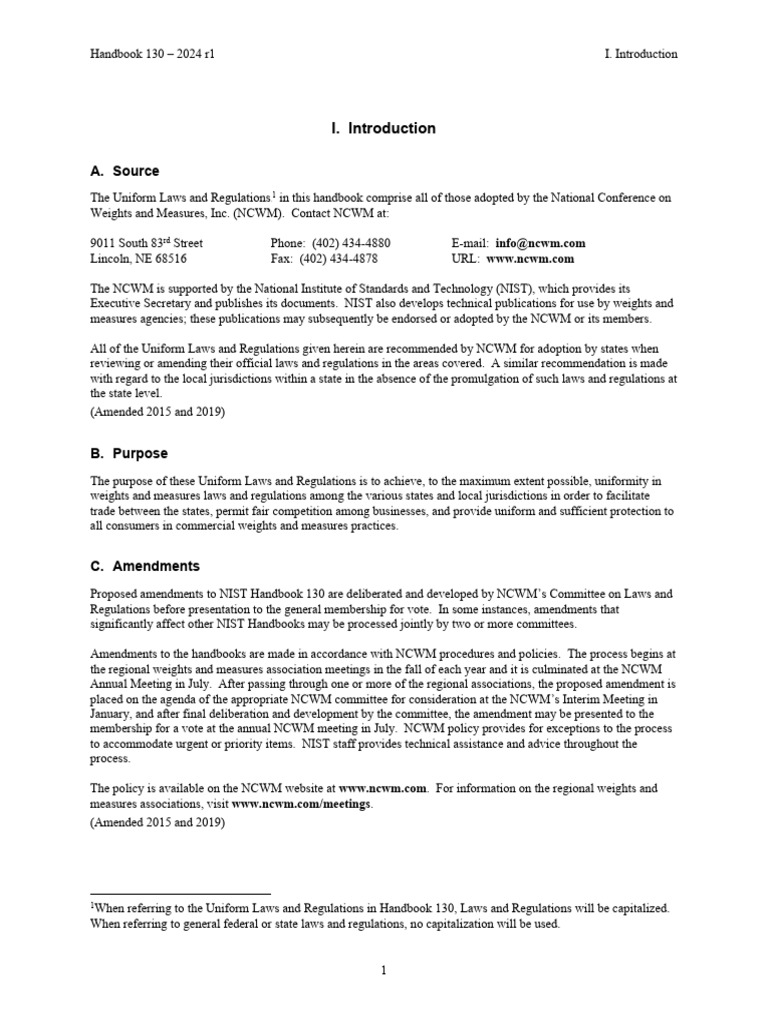 NIST HB130 - 2024 I Introduction | PDF