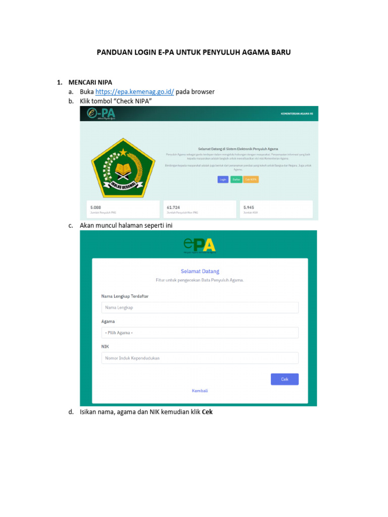 Panduan Login Epa | PDF
