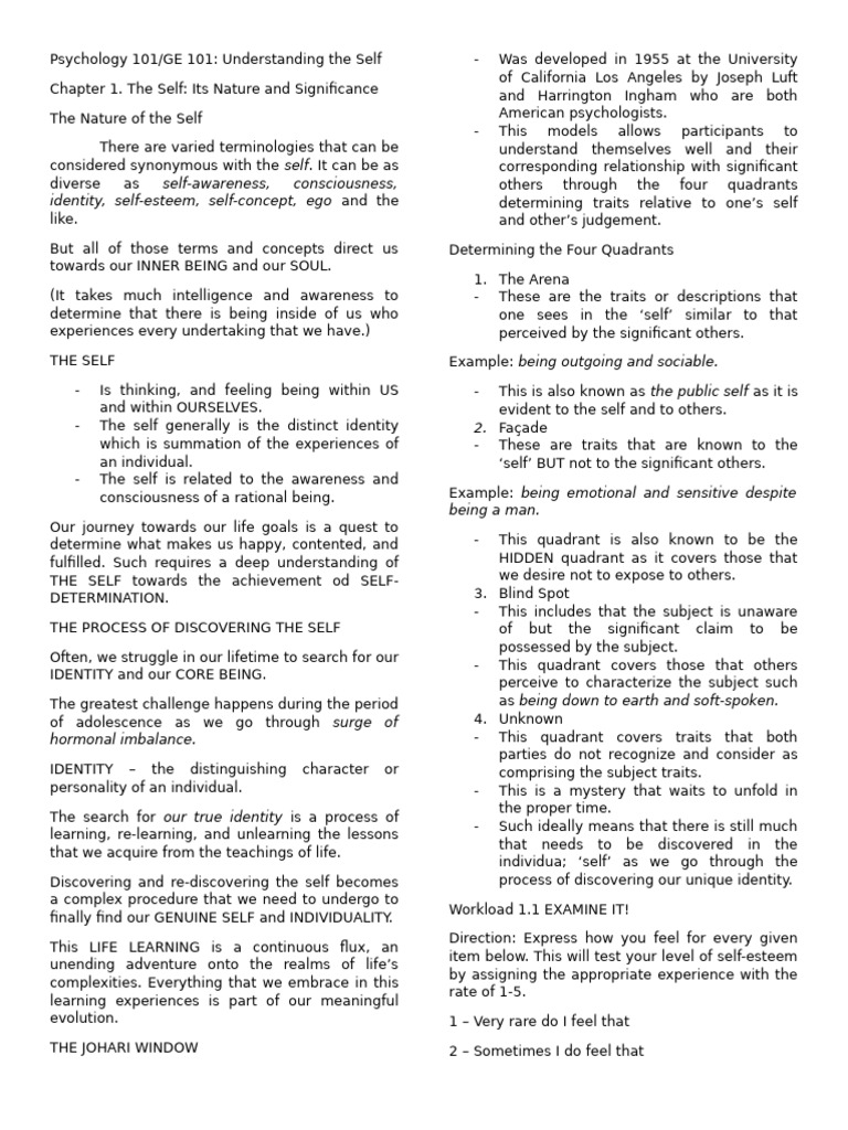 Understanding the Self for Students | PDF | Self Concept | Self