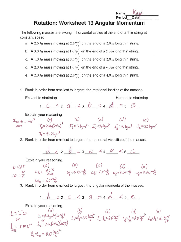 AP C Rotation Worksheet 13 Key | PDF