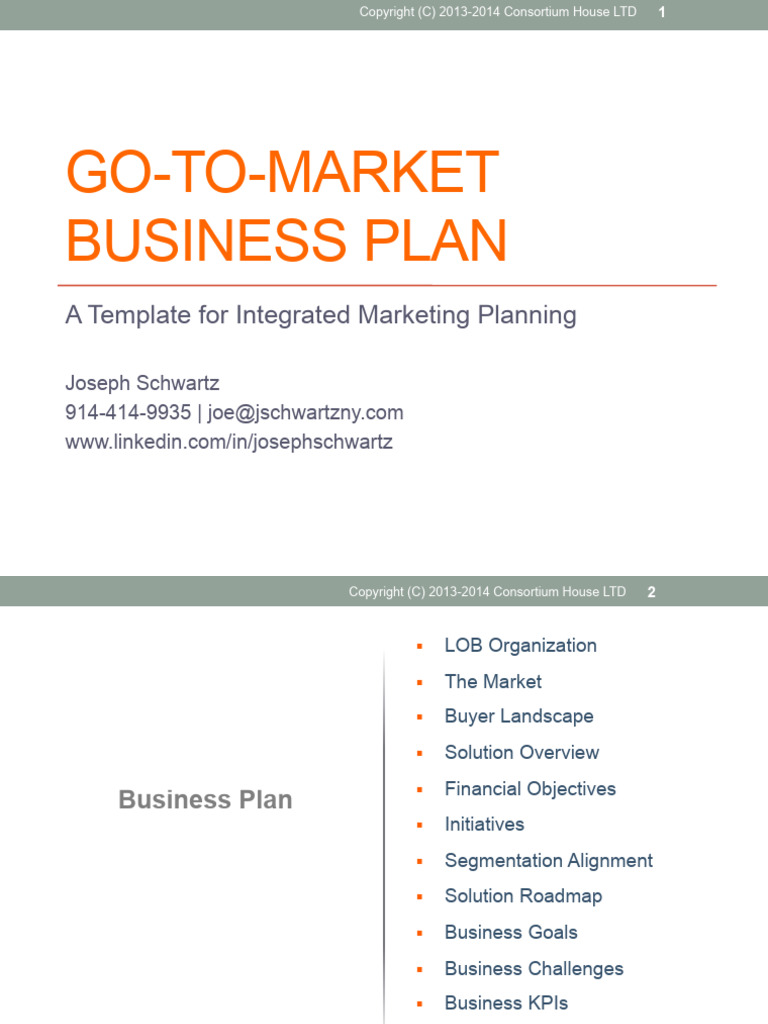 Go To Market Business Plan Template - Shared by WorldLine Technology | PDF