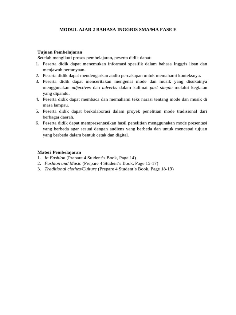 Unit 2 - Modul Ajar Cambridge Prepare 4 Sma Grade X | PDF