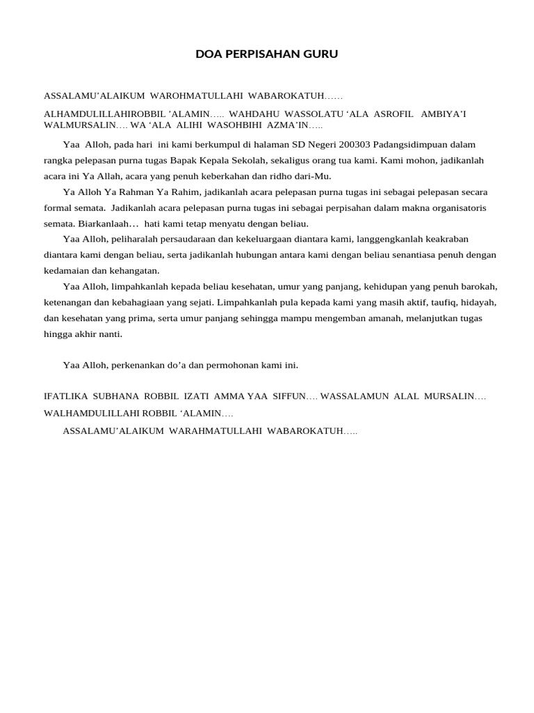 Doa Perpisahan Guru Pdf