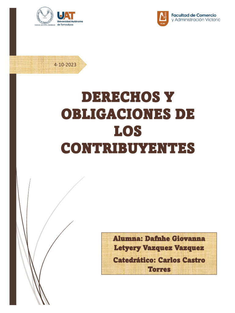 DERECHOS Y OBLIGACIONES DE LOS CONTRIBUYENTES | PDF
