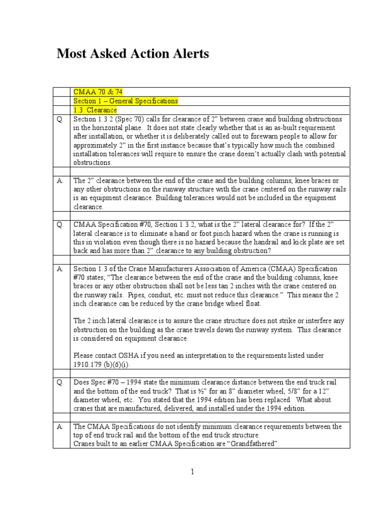 CMAA Specification #70 Overview | PDF | Crane (Machine) | Bending