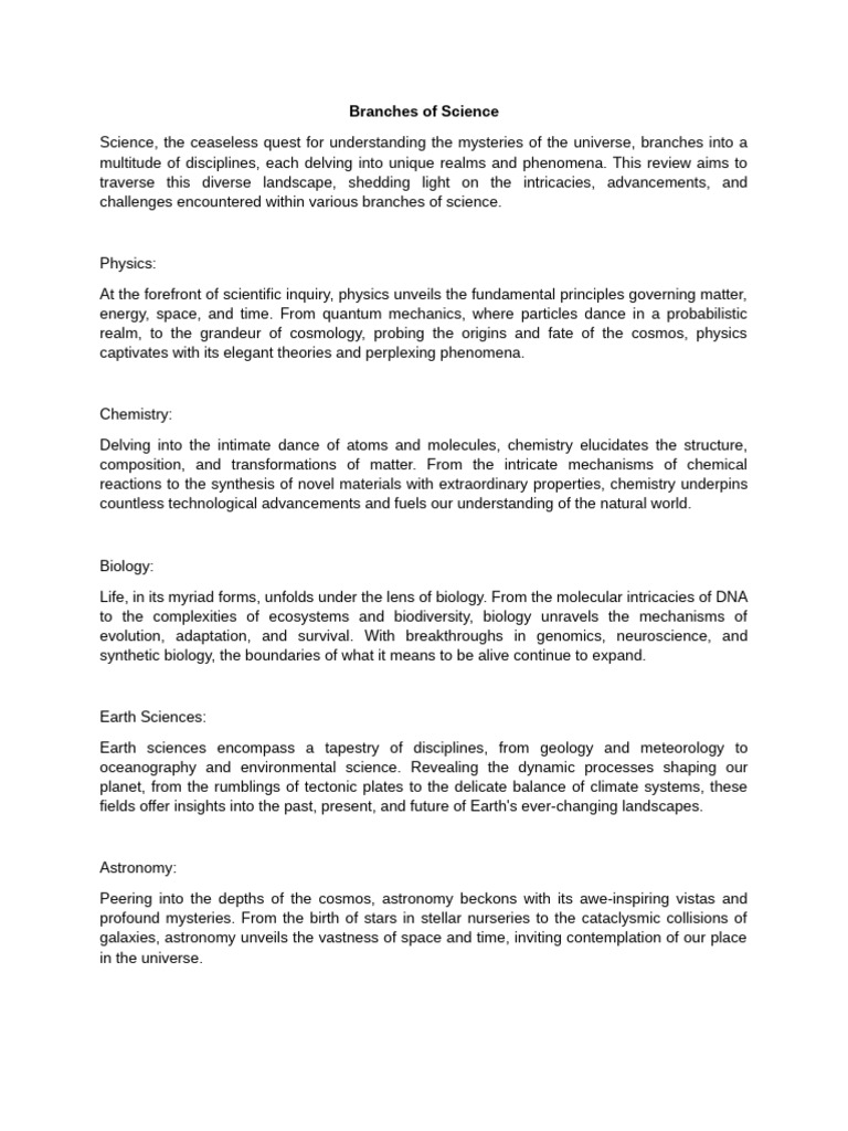 Branches of Science | PDF
