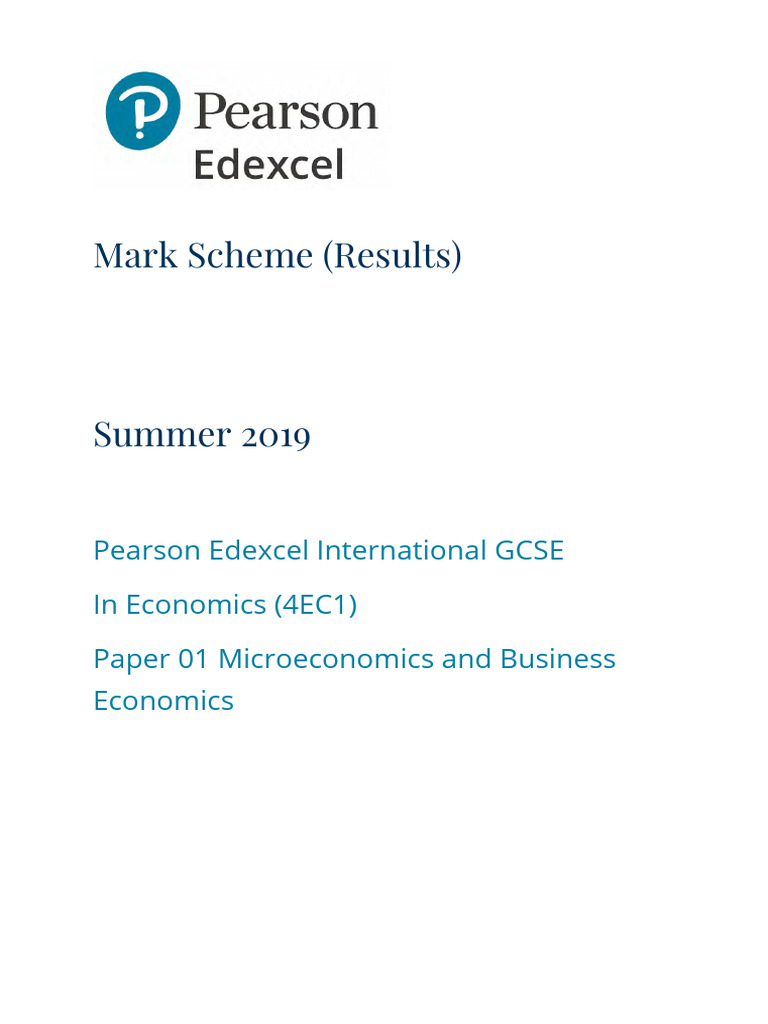 June 2019 MS - Paper 1 Edexcel Economics IGCSE | PDF