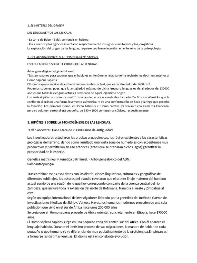 Monogénesis y Poligénesis de Las Lenguas | PDF