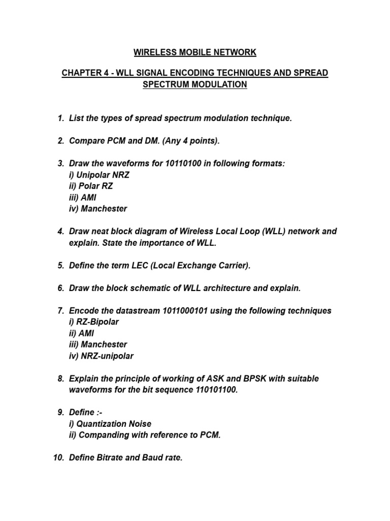 WLL Signal Encoding Techniques Explained | PDF | Computers