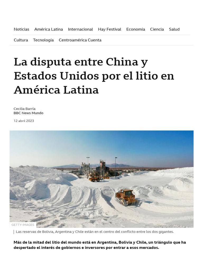 TP 1.la Disputa Entre China y Estados Unidos Por El Litio en América ...