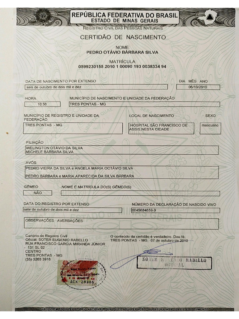Certidão de Nascimento | PDF