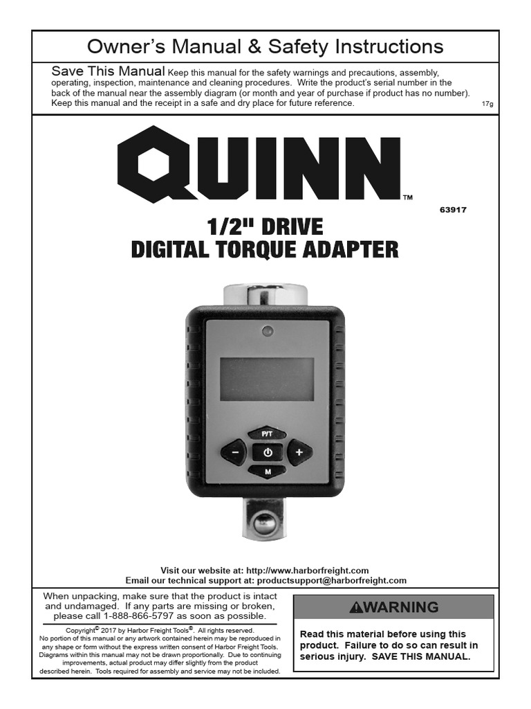 Quinn Digital Torque Wrench Manual | PDF