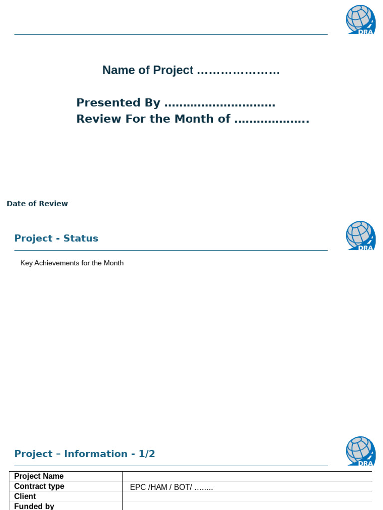 Monthly Project Review Format | PDF | Finance & Money Management
