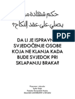 Da Li Je Ispravno Svjedočenje Osobe Koja Ne Klanja Kada Bude Svjedok Pri Sklapanju Braka