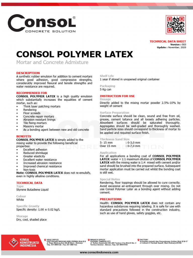 Consol Polymer Latex | PDF