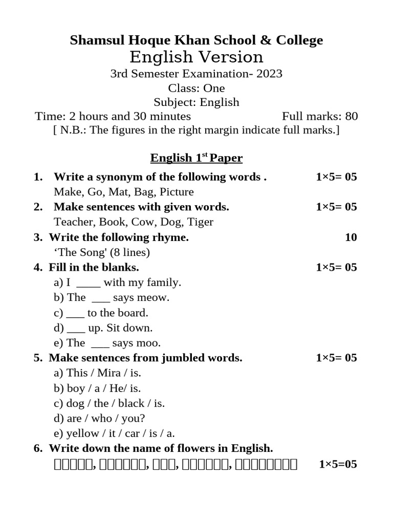 One English 3 RD Sem 2023 | PDF