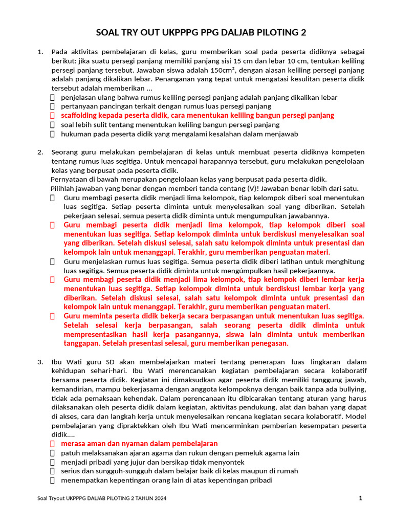 Soal Try Out Ukpppg | PDF