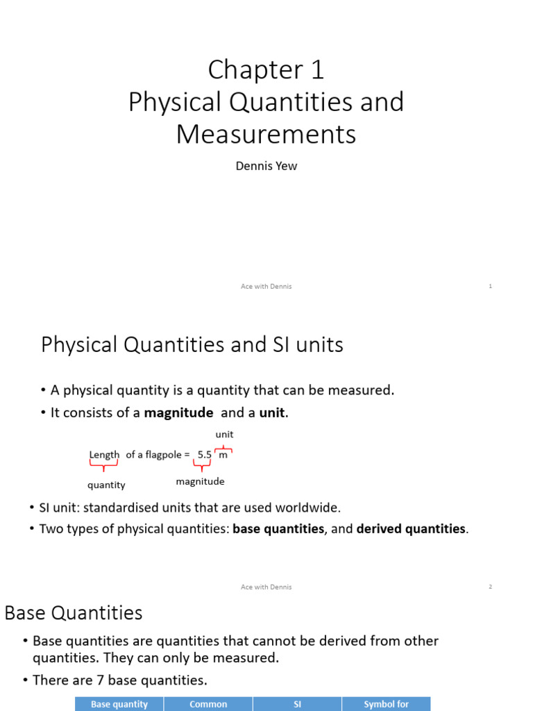 Chapter+1+physical+quantitites+and+measurements | PDF