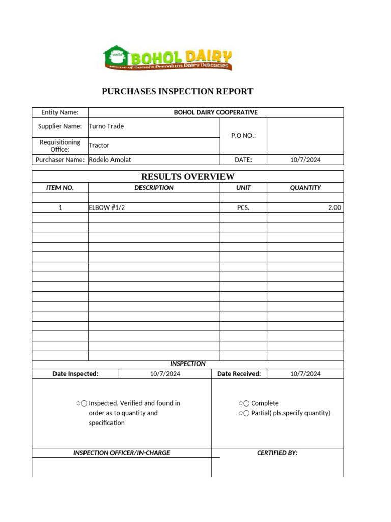 Inspection Report 2 | PDF