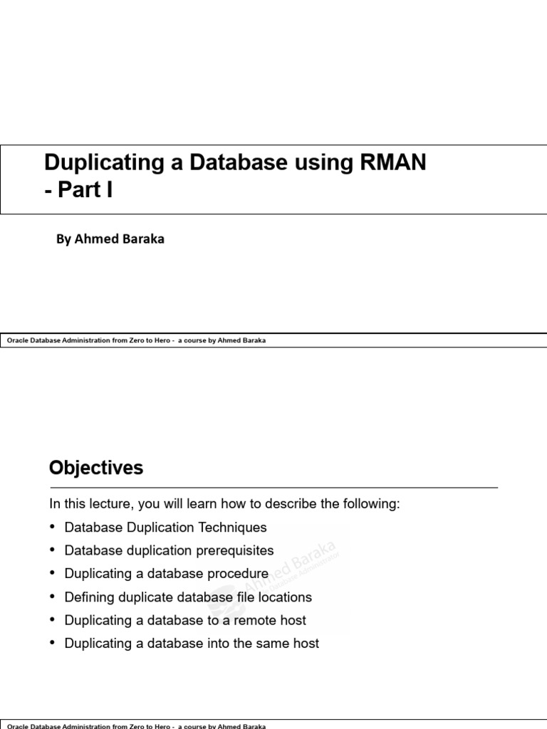 Duplicating A Database Using RMAN - Part I | PDF