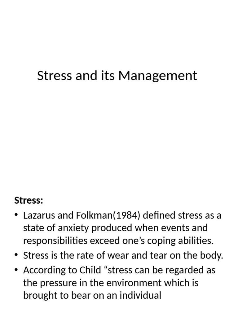 Stress and Its Management | PDF